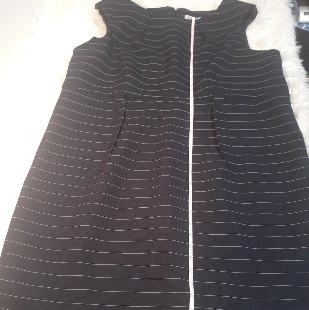 Plus Size 22W Navy Blue And WHITE DRESS SHELBY & PALMER Stretch With Belt Loop.